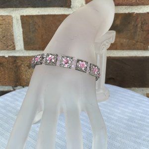 Handmade Silver and Pink Bracelet